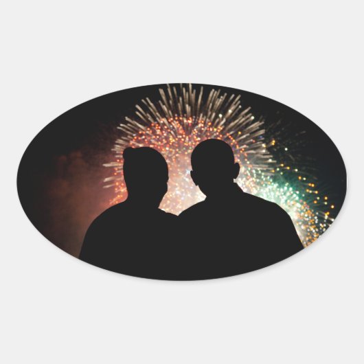 Barack & Michele Obama Ovale Sticker (Voorkant)