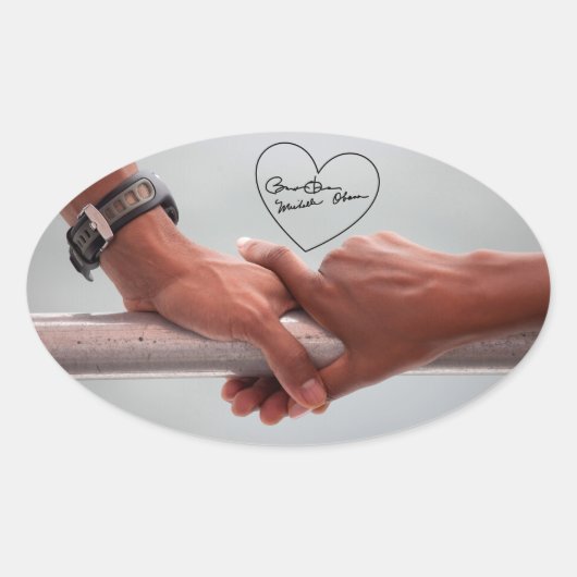 Barack & Michele Obama's Hands Ovale Sticker (Voorkant)