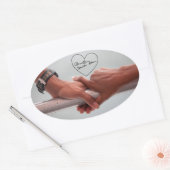 Barack & Michele Obama's Hands Ovale Sticker (Envelop)