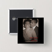 BARACK & MICHELLE OBAMA-BUTTON VIERKANTE BUTTON 5,1 CM (Voorkant /achterkant)
