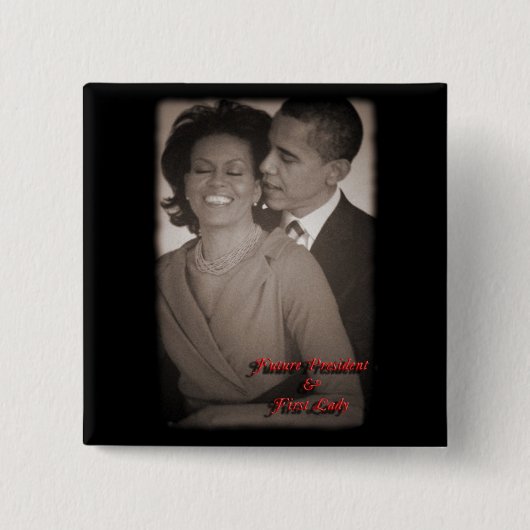 BARACK & MICHELLE OBAMA-BUTTON VIERKANTE BUTTON 5,1 CM (Voorkant)