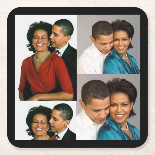 BARACK & MICHELLE OBAMA KARTONNEN ONDERZETTERS (Voorkant)
