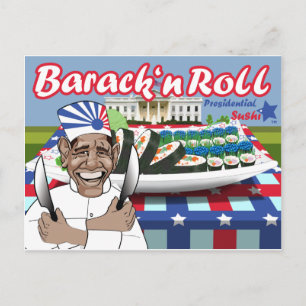 Barack n' Roll van Presidential Sushi Briefkaart