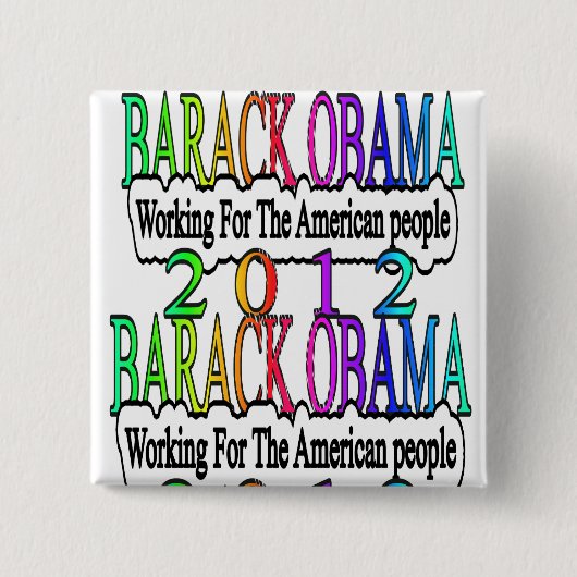 BARACK OBAMA 2012 VIERKANTE BUTTON 5,1 CM (Voorkant)