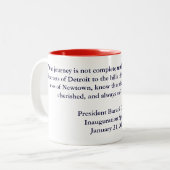 Barack Obama 2013 Inauguration Speech Tweekleurige Koffiemok (Voorkant links)