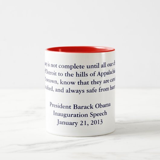 Barack Obama 2013 Inauguration Speech Tweekleurige Koffiemok (Center)