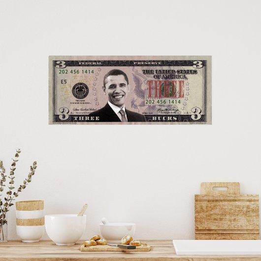 Barack Obama $3 Bill Poster (Keuken)