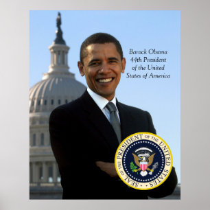 Barack Obama 44-pres-portret en officieel perszege Poster