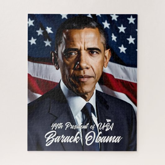 Barack Obama 44e President & Amerikaanse vlag Legpuzzel (Verticaal)