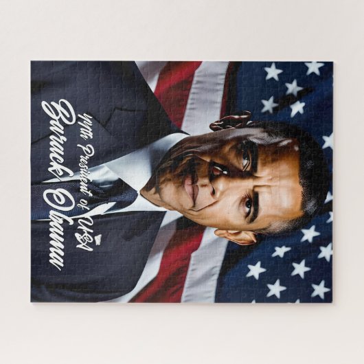 Barack Obama 44e President & Amerikaanse vlag Legpuzzel (Horizontaal)