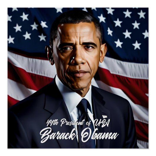 Barack Obama 44e President & Amerikaanse vlag Perfect Poster (Voorkant)