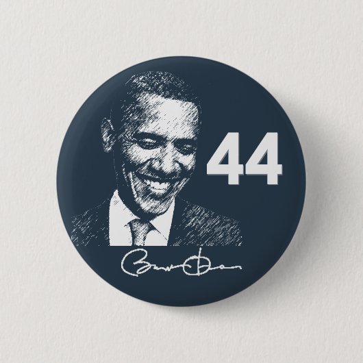 Barack Obama 44e President met handtekening Ronde Button 5,7 Cm (Voorkant)