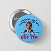 Barack Obama American Born Christelijk Ronde Button 5,7 Cm (Voorkant /achterkant)
