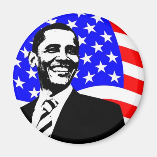 Barack Obama Amerikaanse vlag Magneet (Voorkant)