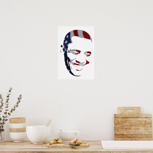 Barack Obama - Amerikaanse vlag - Poster (Keuken)