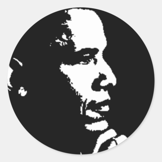 Barack Obama Black & White Profile Ronde Sticker (Voorkant)
