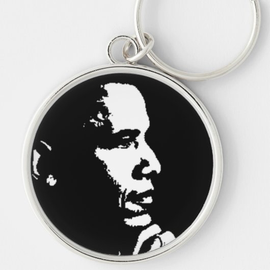 Barack Obama Black & White Profile Sleutelhanger (Voorkant)