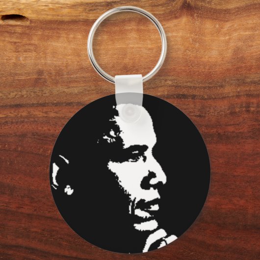 Barack Obama Black & White Profile Sleutelhanger (Voorkant)