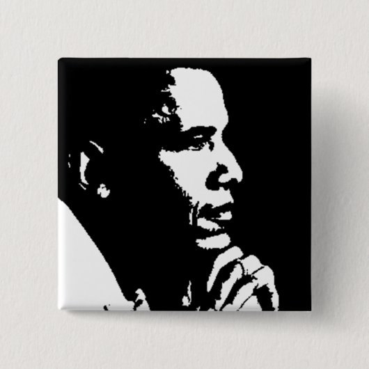 Barack Obama Black & White Profile Vierkante Button 5,1 Cm (Voorkant)