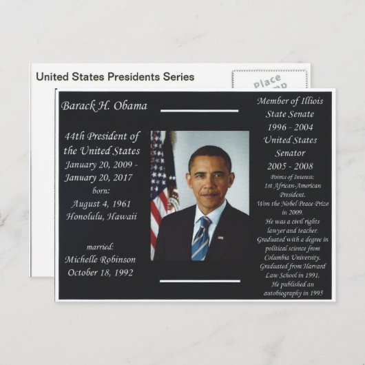 Barack Obama Briefkaart (Voorkant / Achterkant)