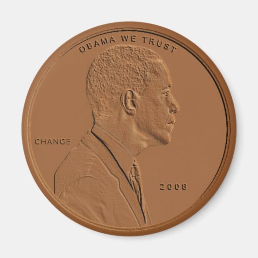 Barack Obama Bronzen Penny Circulaire Magneet (Voorkant)
