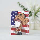 Barack Obama Cartoon Caricature Briefkaart (Staand voorkant)