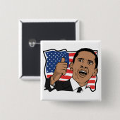 Barack Obama duikt op Vierkante Button 5,1 Cm (Voorkant /achterkant)