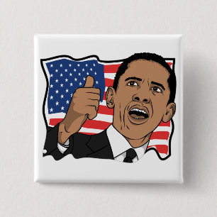 Barack Obama duikt op Vierkante Button 5,1 Cm