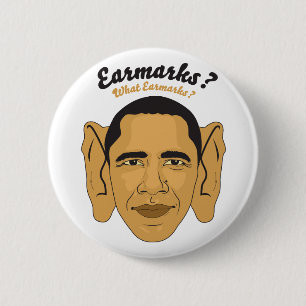 Barack Obama Earmarks: "Welke doelen?" Stimulus Ronde Button 5,7 Cm