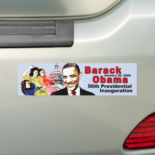 BARACK OBAMA EN FAMILIE BUMPERSTICKER (Op auto)