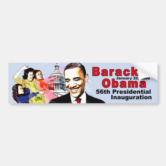 BARACK OBAMA EN FAMILIE BUMPERSTICKER (Voorkant)