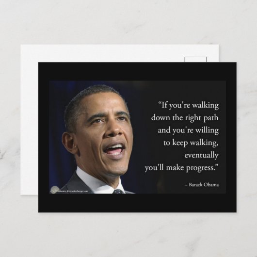 Barack Obama en zijn ‘Making Progress’ Briefkaart (Voorkant / Achterkant)