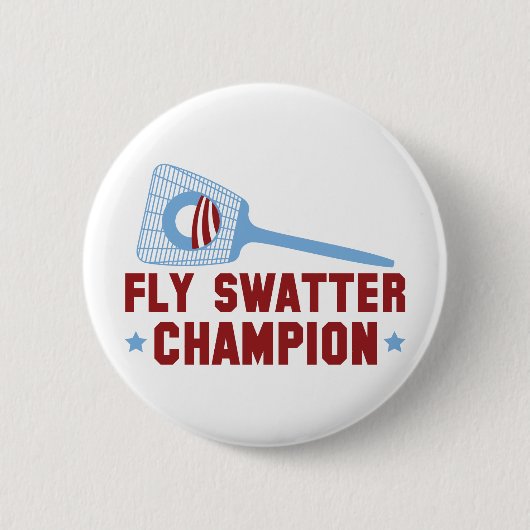 Barack Obama: Fly Swatter Champion Ronde Button 5,7 Cm (Voorkant)
