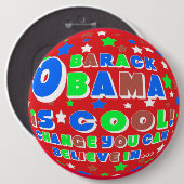 BARACK OBAMA FUN KINDER PIN RONDE BUTTON 6,0 CM (Voorkant /achterkant)
