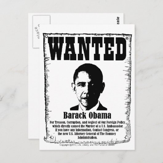 Barack Obama Gezocht Poster Briefkaart (Voorkant / Achterkant)