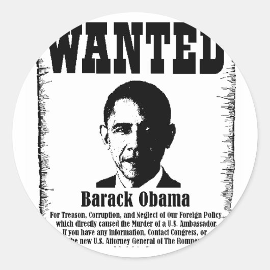 Barack Obama Gezocht Poster Ronde Sticker (Voorkant)