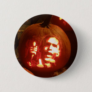 Barack Obama Halloween Carved Pumpkin Pin Ronde Button 5,7 Cm
