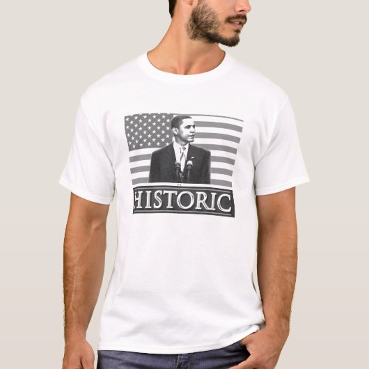 Barack Obama "Historic" T-shirt (wit) (Voorkant)