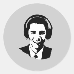Barack Obama-hoofdtelefoon Ronde Sticker
