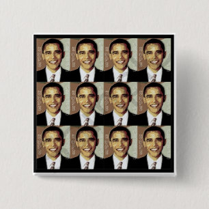 BARACK OBAMA HOPE PIN VIERKANTE BUTTON 5,1 CM