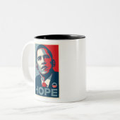 Barack Obama Hope Poster Tweekleurige Koffiemok (Voorkant links)