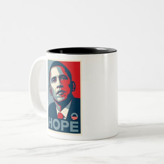 Barack Obama Hope Poster Tweekleurige Koffiemok (Voorkant links)
