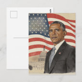 Barack Obama in front of American Flag and Capitol Briefkaart (Voorkant / Achterkant)