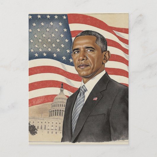 Barack Obama in front of American Flag and Capitol Briefkaart (Voorkant)