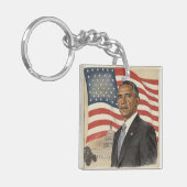 Barack Obama in front of American Flag and Capitol Sleutelhanger (Voorkant Links)