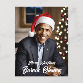Barack Obama in Santa Hat Kerstmis Briefkaart