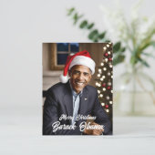 Barack Obama in Santa Hat Kerstmis Briefkaart (Staand voorkant)