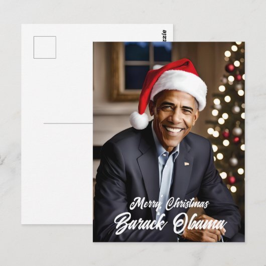 Barack Obama in Santa Hat Kerstmis Briefkaart (Voorkant / Achterkant)