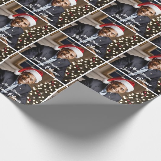 Barack Obama in Santa Hat Kerstmis Cadeaupapier (Hoek)