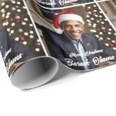 Barack Obama in Santa Hat Kerstmis Cadeaupapier (Rol Hoek)